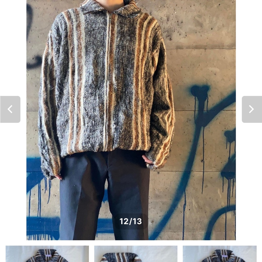 Condor Imports Shaggy Wool Zip Up Jacket Bolivian‎ Hand-Woven Material 80s Sz M